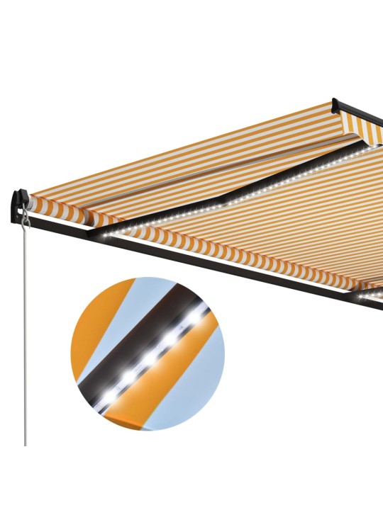 Izvelkama markīze ar led, manuāla, 300x250cm, dzeltena un balta