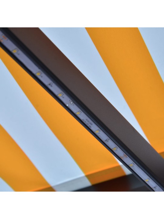 Izvelkama markīze ar led, manuāla, 300x250cm, dzeltena un balta