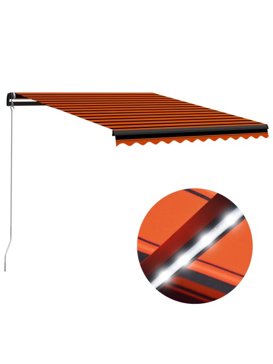 Izvelkama markīze ar led, manuāla, 300x250 cm, oranža un brūna