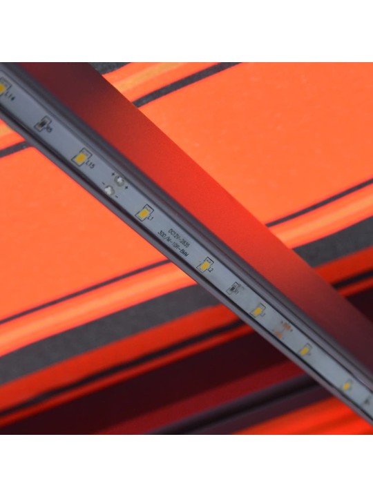 Izvelkama markīze ar led, manuāla, 300x250 cm, oranža un brūna