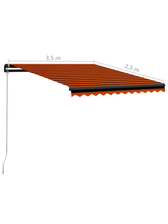 Izvelkama markīze ar led, manuāla, 350x250 cm, oranža un brūna