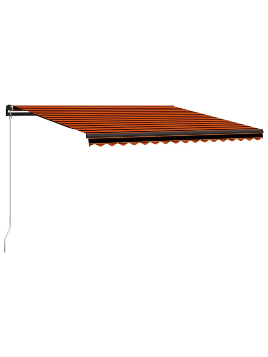 Izvelkama markīze ar led, manuāla, 450x300 cm, oranža un brūna