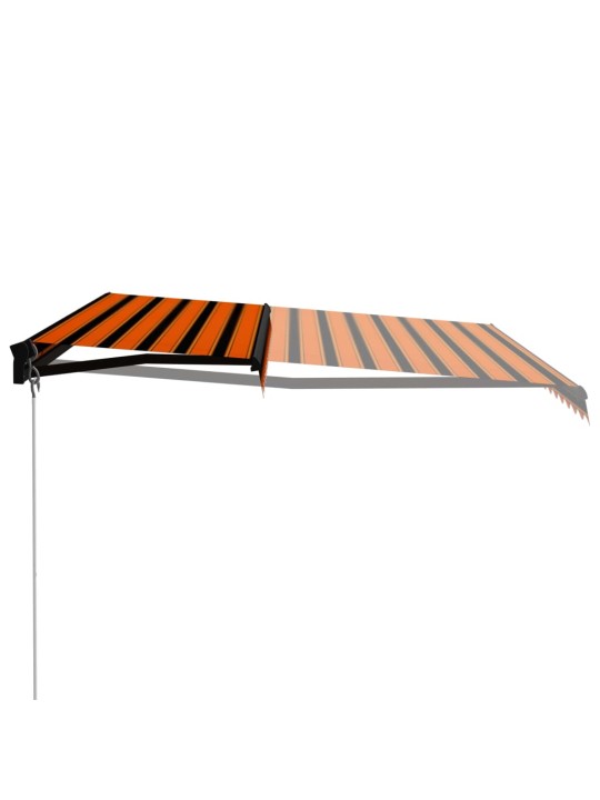 Izvelkama markīze ar led, manuāla, 450x300 cm, oranža un brūna