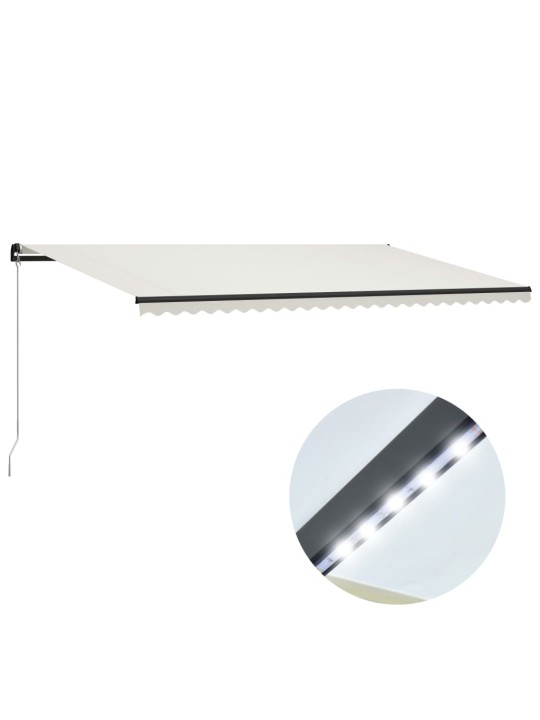 Izvelkama markīze ar led, manuāla, 600x300 cm, krēmkrāsā