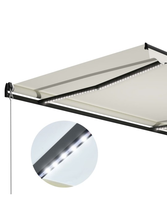 Izvelkama markīze ar led, manuāla, 600x300 cm, krēmkrāsā