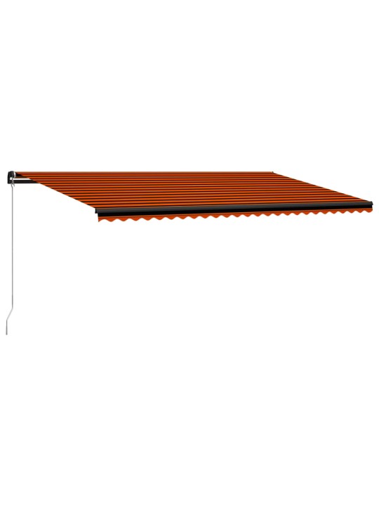 Izvelkama markīze ar led, manuāla, 600x300 cm, oranža un brūna