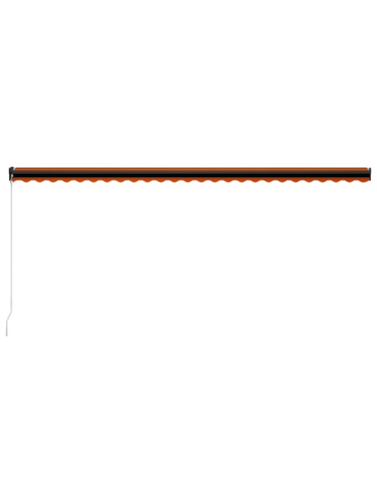 Izvelkama markīze ar led, manuāla, 600x300 cm, oranža un brūna