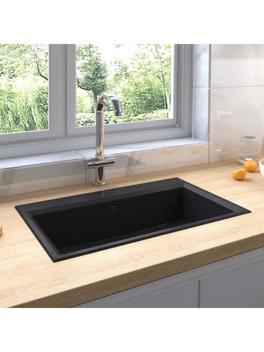 Virtuves izlietne melna 79 x 50 x 31 cm granīts