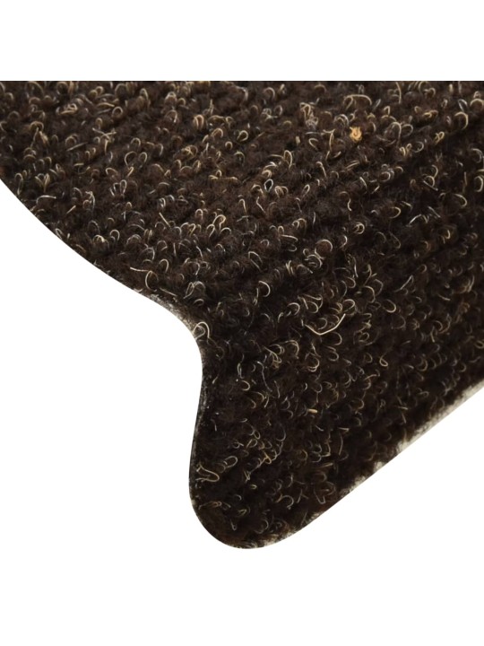 Kāpņu paklāji, 15 gab., pašlīmējoši, 56x17x3 cm, tumši brūni
