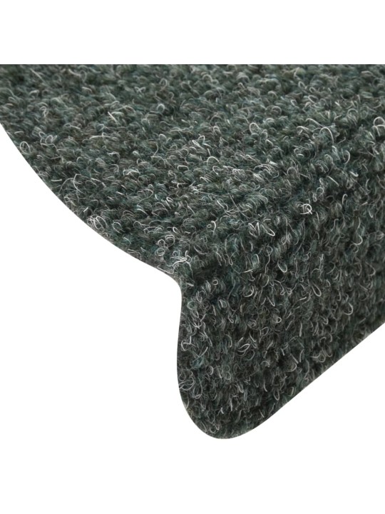 Kāpņu paklāji, 15 gab., pašlīmējoši, 56x17x3 cm, zaļi