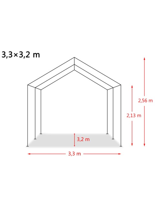 Mājlopu nojume, tumši zaļa, pvc, 3,3x3,2 m, 550 g/m², noņemama