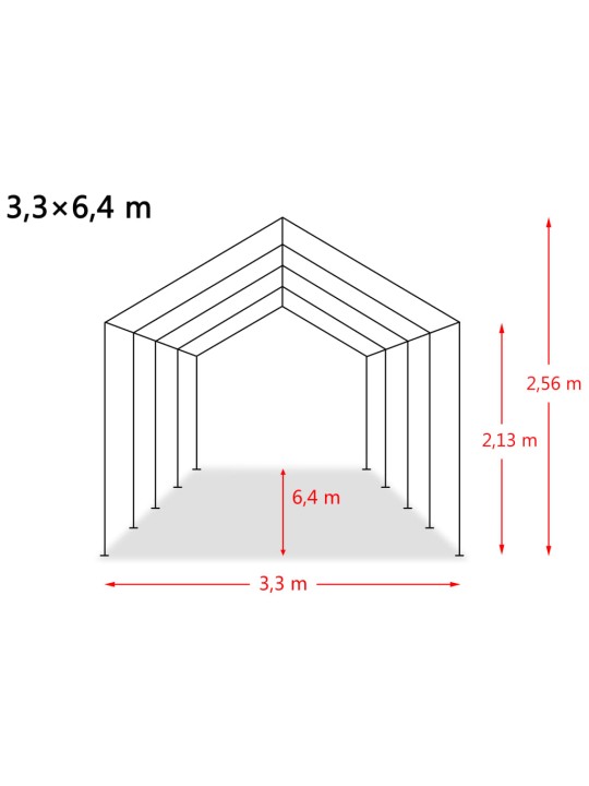 Mājlopu nojume, tumši zaļa, pvc, 3,3x6,4m, 550 g/m², noņemama