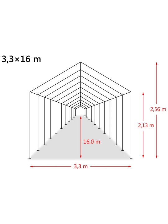 Mājlopu nojume, tumši zaļa, pvc, 3,3x16 m, 550 g/m², noņemama