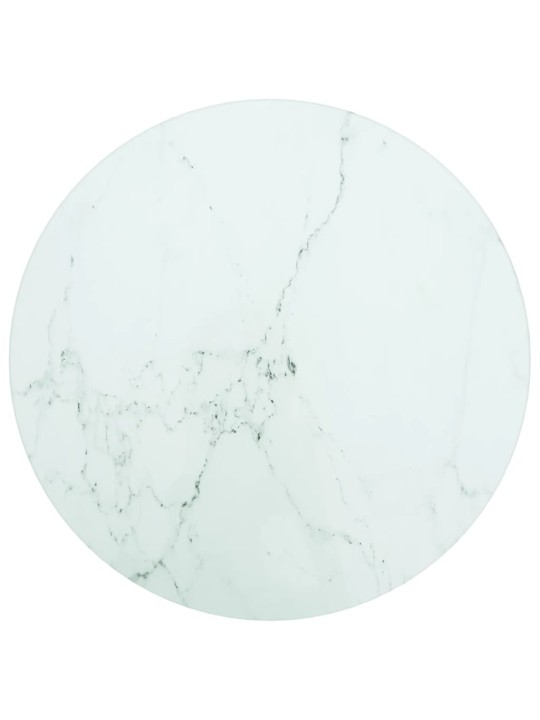 Galda virsma, balta, ø30x0,8 cm, stikls ar marmora dizainu