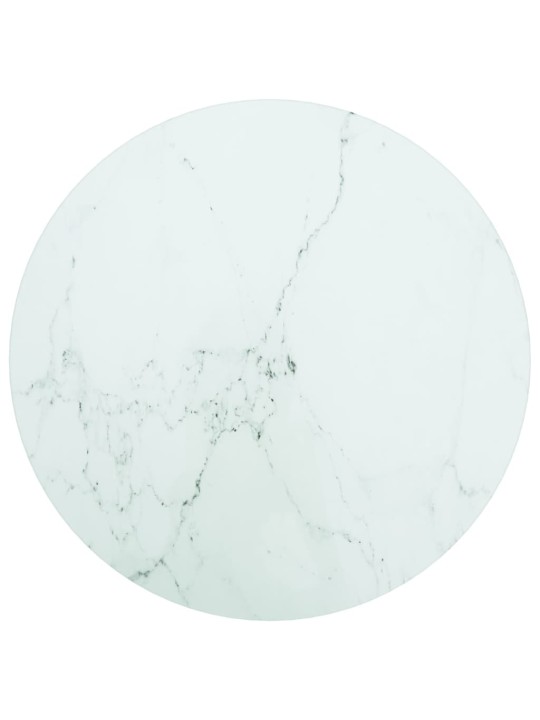 Galda virsma, balta, ø40x0,8 cm, stikls ar marmora dizainu