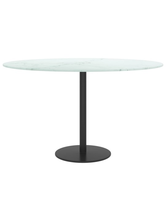 Galda virsma, balta, ø70x0,8 cm, stikls ar marmora dizainu