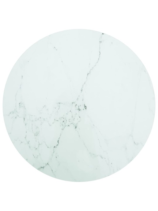 Galda virsma, balta, ø80x1 cm, stikls ar marmora dizainu