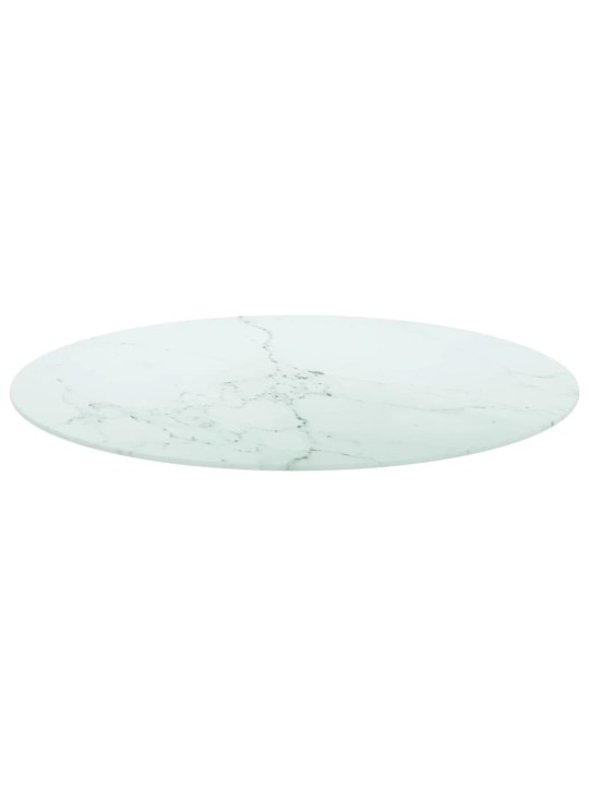 Galda virsma, balta, ø80x1 cm, stikls ar marmora dizainu
