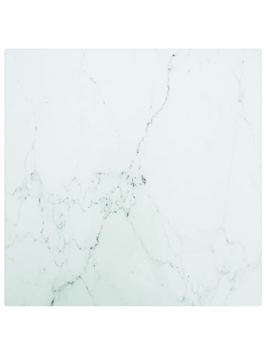 Galda virsma, balta, 30x30 cm, 6 mm, stikls ar marmora dizainu