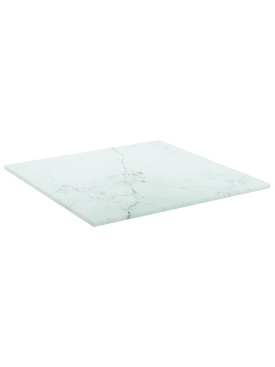 Galda virsma, balta, 30x30 cm, 6 mm, stikls ar marmora dizainu
