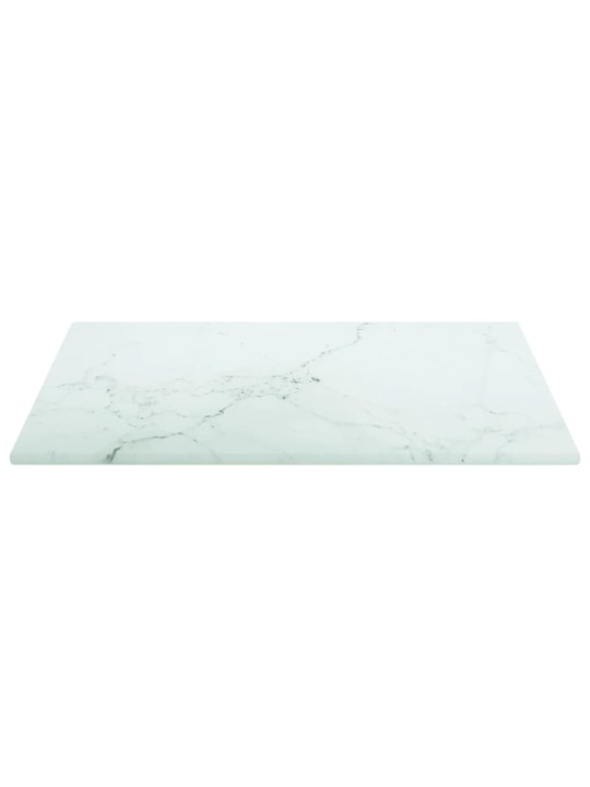 Galda virsma, balta, 30x30 cm, 6 mm, stikls ar marmora dizainu