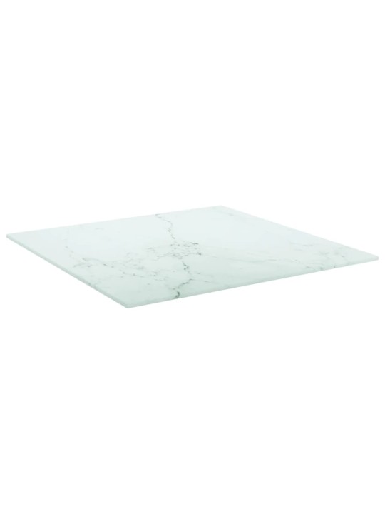 Galda virsma, balta, 50x50 cm, 6 mm, stikls ar marmora dizainu