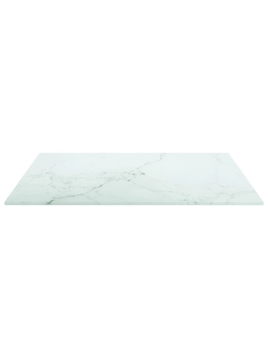 Galda virsma, balta, 50x50 cm, 6 mm, stikls ar marmora dizainu