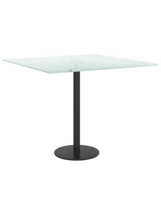 Galda virsma, balta, 50x50 cm, 6 mm, stikls ar marmora dizainu