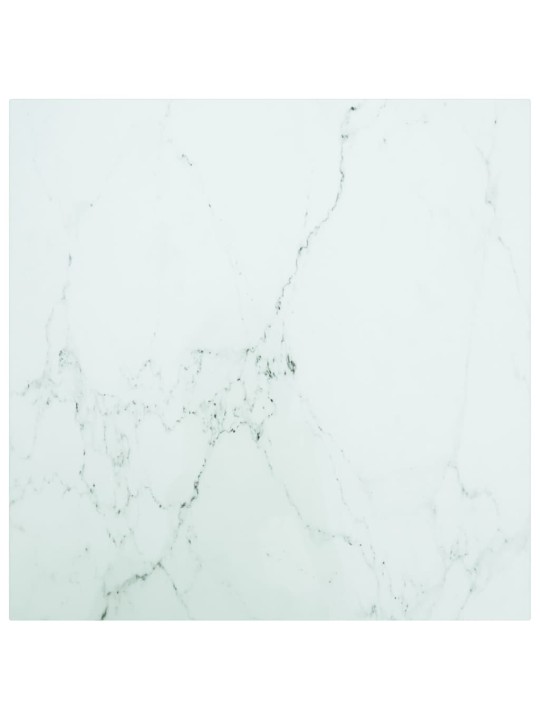 Galda virsma, balta, 60x60 cm, 6 mm, stikls ar marmora dizainu
