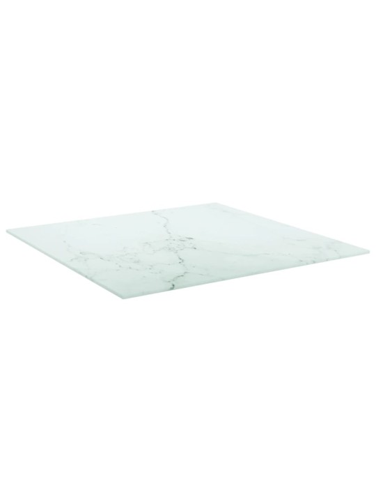 Galda virsma, balta, 60x60 cm, 6 mm, stikls ar marmora dizainu