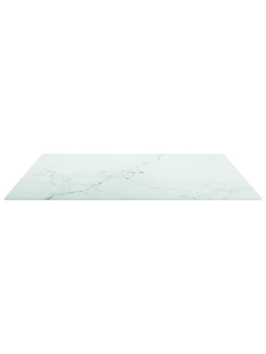 Galda virsma, balta, 70x70 cm, 6 mm, stikls ar marmora dizainu