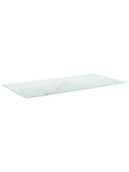 Galda virsma, balta, 100x50 cm, 6 mm, stikls ar marmora dizainu