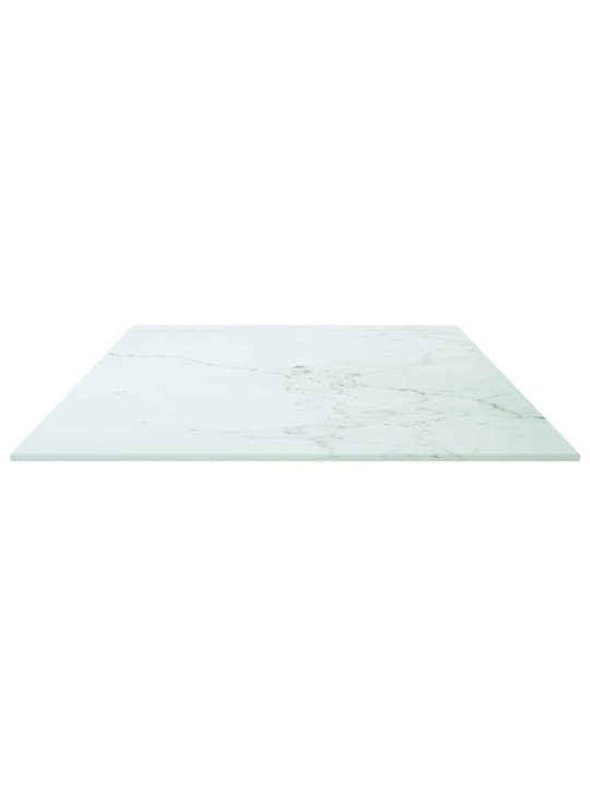 Galda virsma, balta, 100x50 cm, 6 mm, stikls ar marmora dizainu