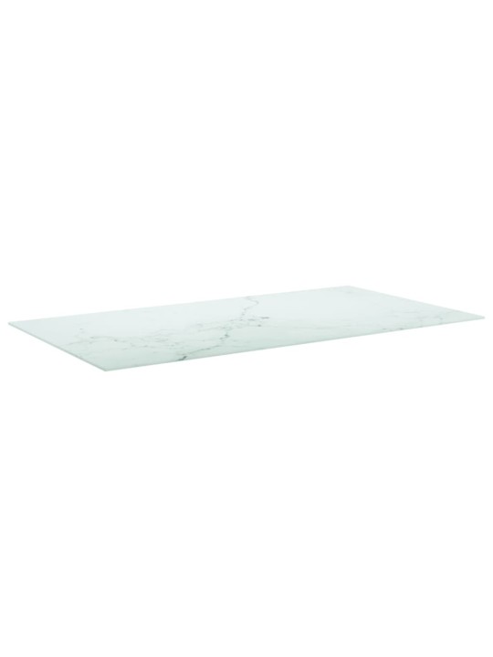Galda virsma, balta, 120x65 cm, 8 mm, stikls ar marmora dizainu