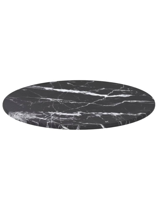 Galda virsma, melna, ø30x0,8 cm, stikls ar marmora dizainu