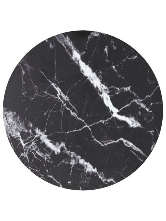 Galda virsma, melna, ø40x0,8 cm, stikls ar marmora dizainu