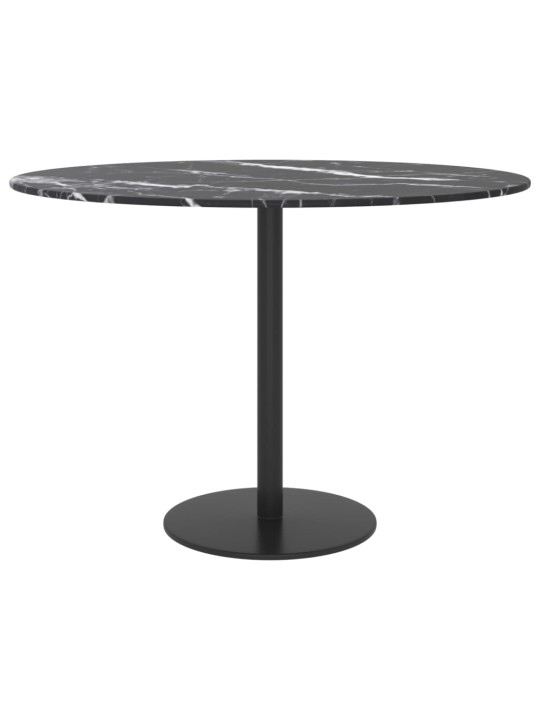 Galda virsma, melna, ø60x0,8 cm, stikls ar marmora dizainu