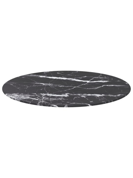 Galda virsma, melna, ø70x0,8 cm, stikls ar marmora dizainu