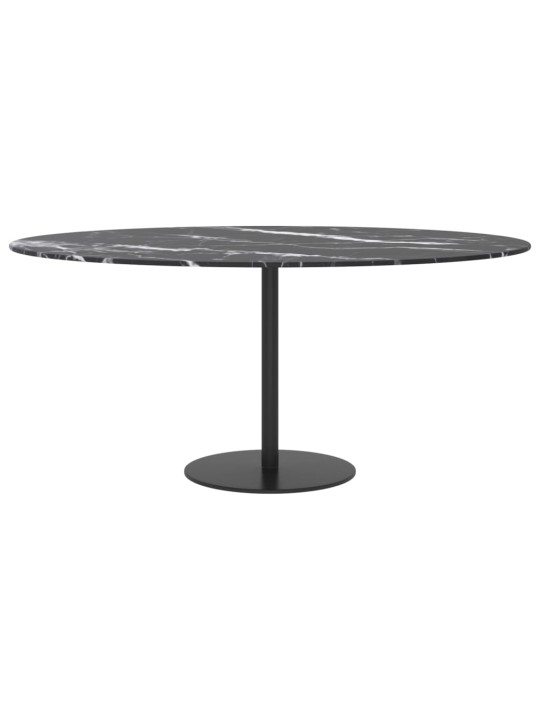 Galda virsma, melna, ø90x1 cm, stikls ar marmora dizainu