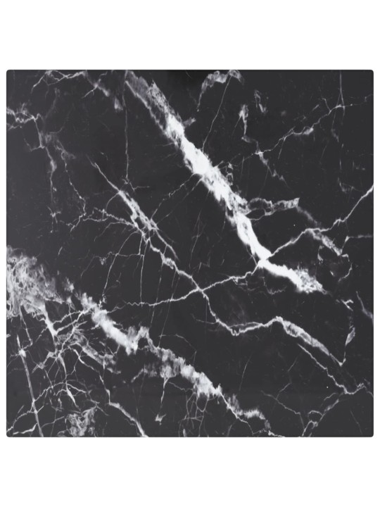 Galda virsma, melna, 30x30 cm, 6 mm, stikls ar marmora dizainu