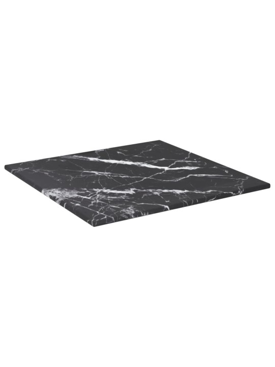Galda virsma, melna, 30x30 cm, 6 mm, stikls ar marmora dizainu