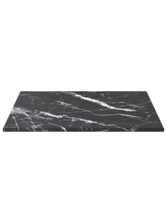Galda virsma, melna, 30x30 cm, 6 mm, stikls ar marmora dizainu