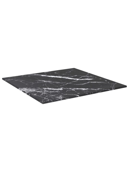 Galda virsma, melna, 40x40 cm, 6 mm, stikls ar marmora dizainu