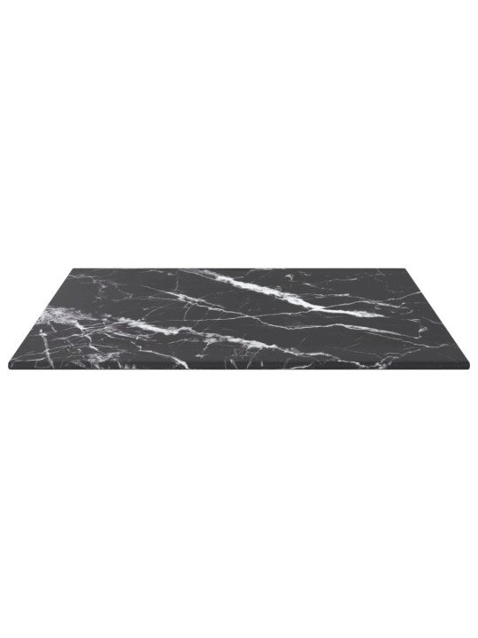 Galda virsma, melna, 40x40 cm, 6 mm, stikls ar marmora dizainu