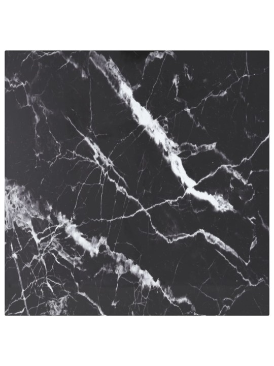 Galda virsma, melna, 50x50 cm, 6 mm, stikls ar marmora dizainu
