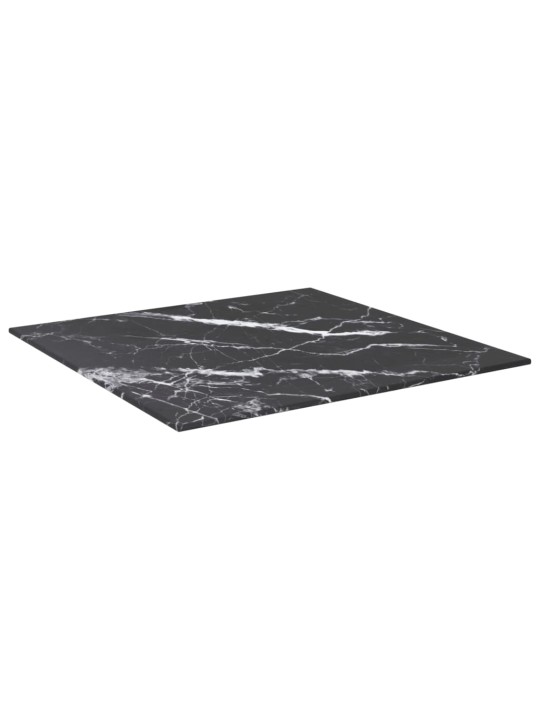 Galda virsma, melna, 50x50 cm, 6 mm, stikls ar marmora dizainu