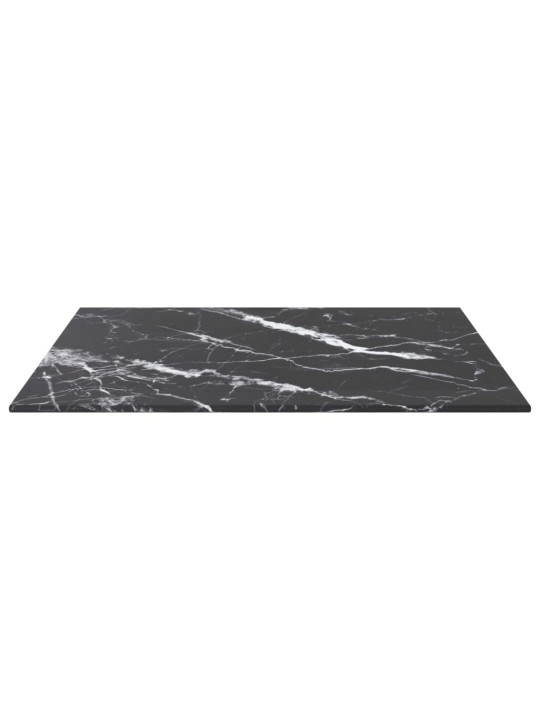 Galda virsma, melna, 50x50 cm, 6 mm, stikls ar marmora dizainu