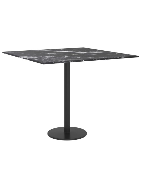 Galda virsma, melna, 50x50 cm, 6 mm, stikls ar marmora dizainu