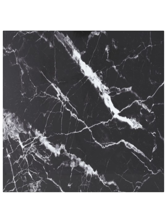 Galda virsma, melna, 60x60 cm, 6 mm, stikls ar marmora dizainu
