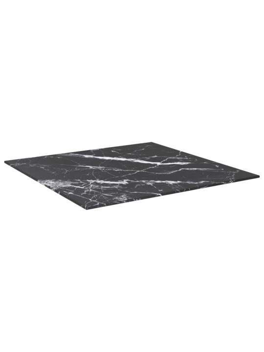 Galda virsma, melna, 60x60 cm, 6 mm, stikls ar marmora dizainu